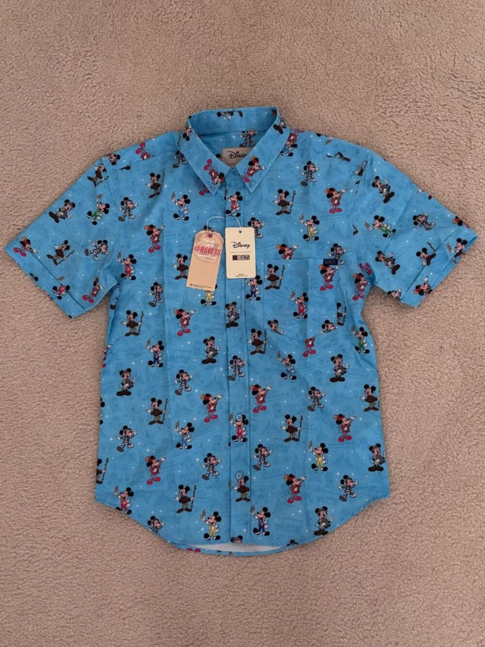NWT RSVLTS Disney Lil Mickeys KUNUFLEX Button Down Shirt Small